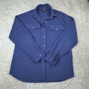 REI Shirt Men's Polartec Long Sleeve Fleece Button Up Blue Fleece 90s VTG. Med